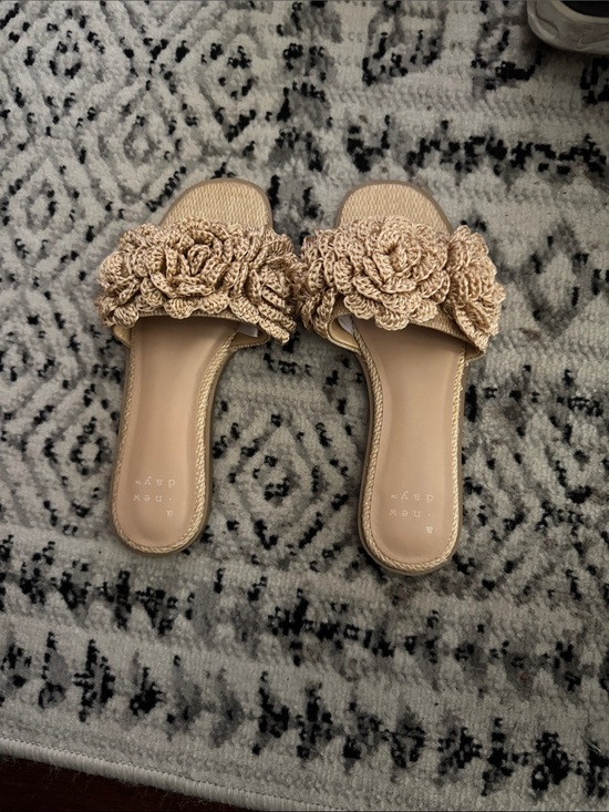 a new day Shoes - a new day Crochet Flower Slide Sandals - Beige